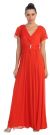 V-Neck Ruffled Sleeves Long Formal Mother of the Bride Dress in Red